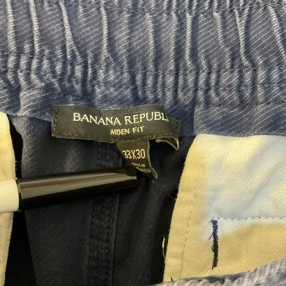Banana Republic Aiden Fit Jogger Pants Men’s 33x30 Navy Drawstring Stretch Chino